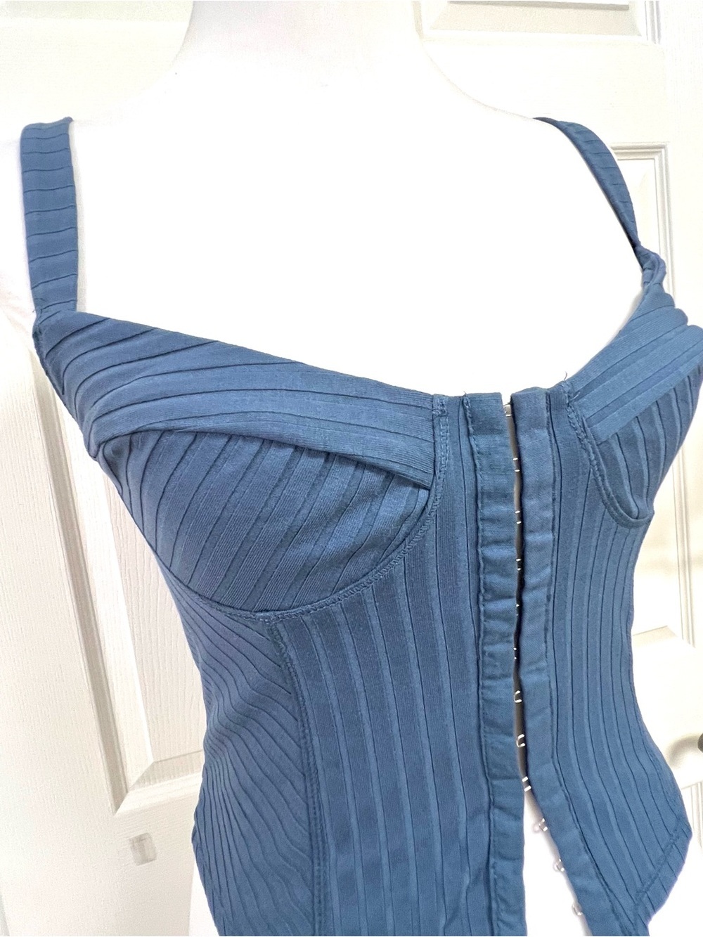 NWT Free people Intimately M Serenity Corset Cami top teal blue coquette bustier - Picture 3 of 8